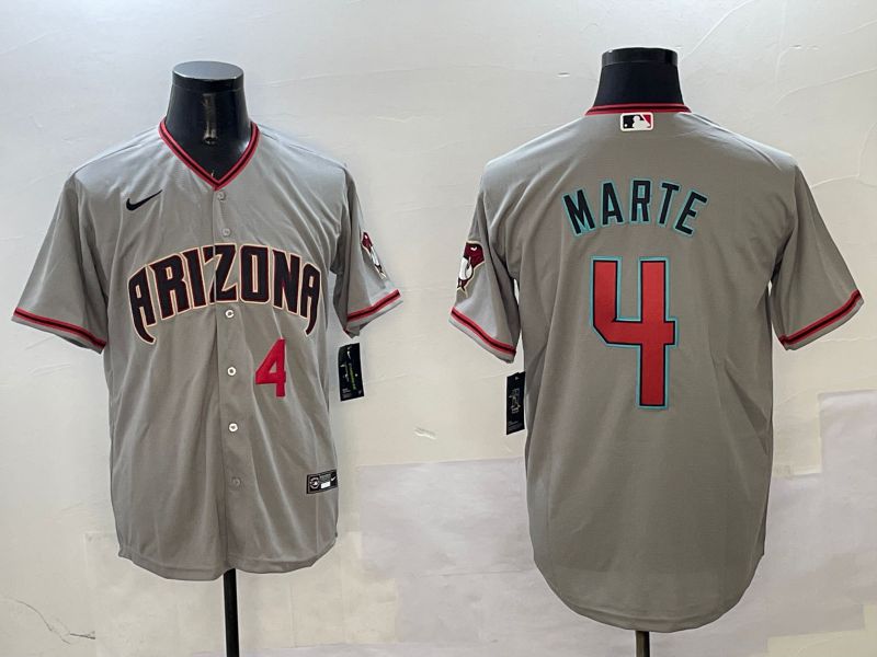 Men Arizona Diamondback #4 Marte Grey Game 2025 Nike MLB Jersey style 3->arizona diamondback->MLB Jersey